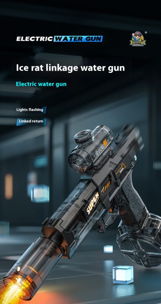 LED Lights Electric Water Guns Children Simulated Shooting Recoil Powerful Automatic Water Spray Gun Kids Summer Outdoor Toys