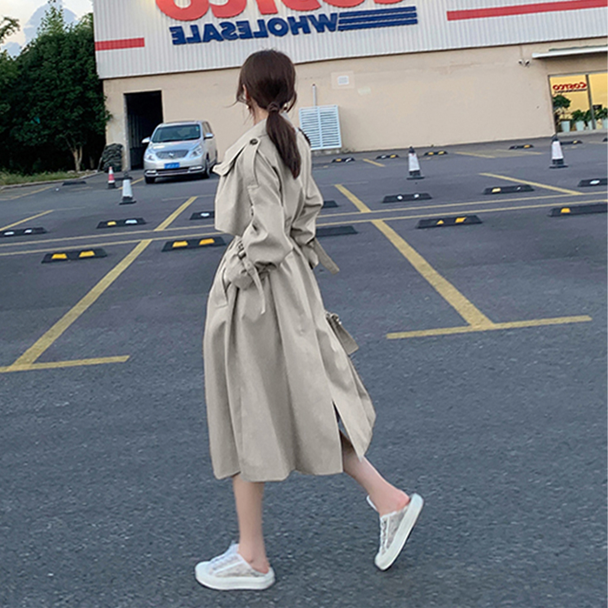 Women Trendy Trench Coat, Double Breasted Coat, Korean Women