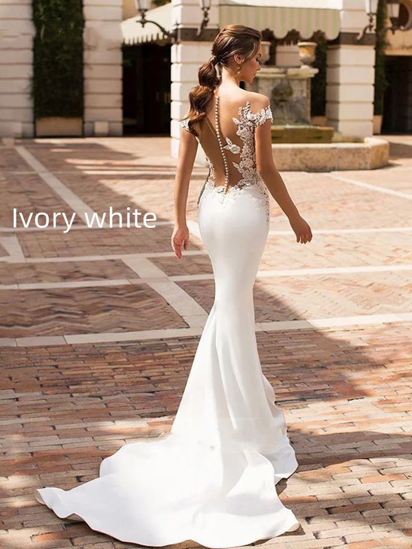Wedding Deep Collar Women's Hollow Fishtail Dress - Image 11