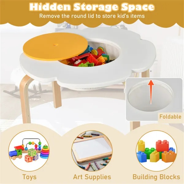 Flower-Shaped Toddler Table Chair Set, Safe Wooden Furniture For Play & Study - Image 5