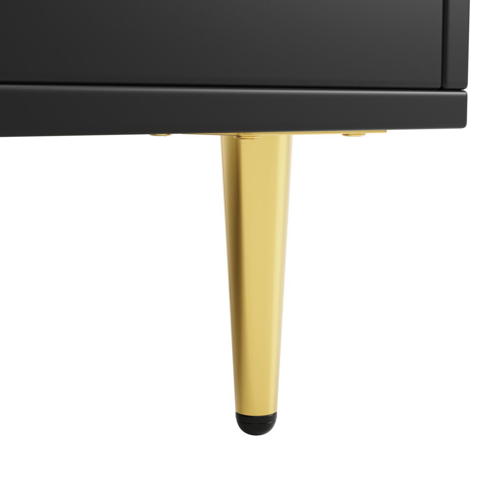 Multi-purpose Storage Cabinet145 X 39 X 171 Cm Modern Design, With Changhong Glass Door, Wine Glass Holder, Multi-layered Storage Space, Black With Gold Decoration, Suitable For Home And Restaurant
