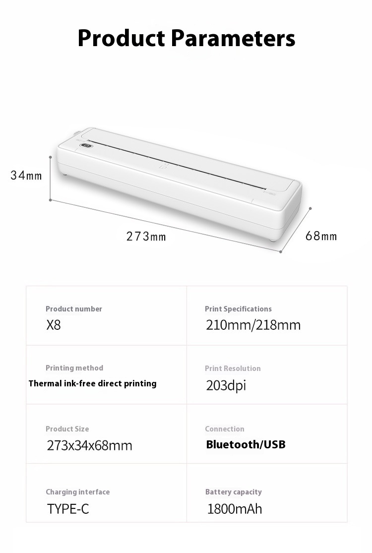 Cross-border A4 Printer Bluetooth Connection Wireless Mobile Phone Computer Office Home Portable Tattoo Printer - Image 17