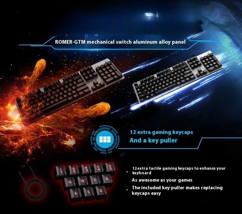 G413 Gaming Electronic Sports Mechanical Keyboard Desktop Backlight 104 Key Metal Panel - Image 4