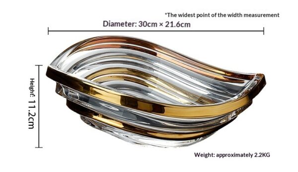 Light-luxury Gold-trimmed Wave-patterned Crystal Glass High-arched Fruit Platter - Image 2