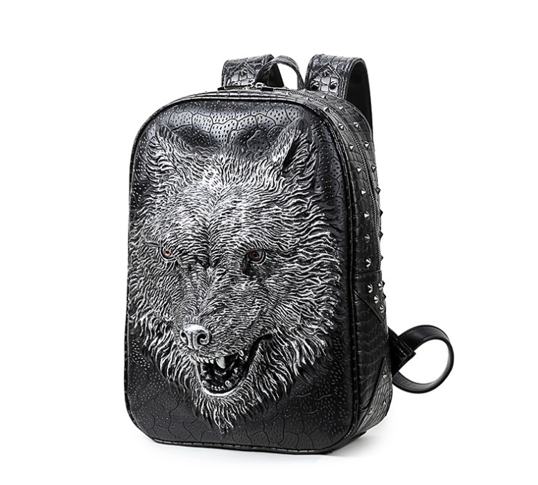 3D Wolf Head Student Backpack Korean Edition Bags Shoulder Bags for Men and Women - Image 9
