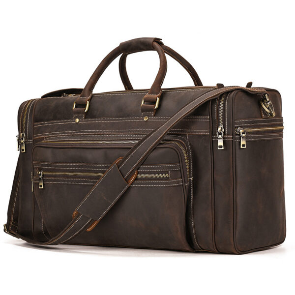 Large Capacity Retro Crazy Horse Leather Travel Bag - Image 2