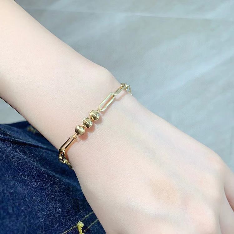 18K Gold Cat Eyeball Checker Handmade Thick Bracelet - Image 1