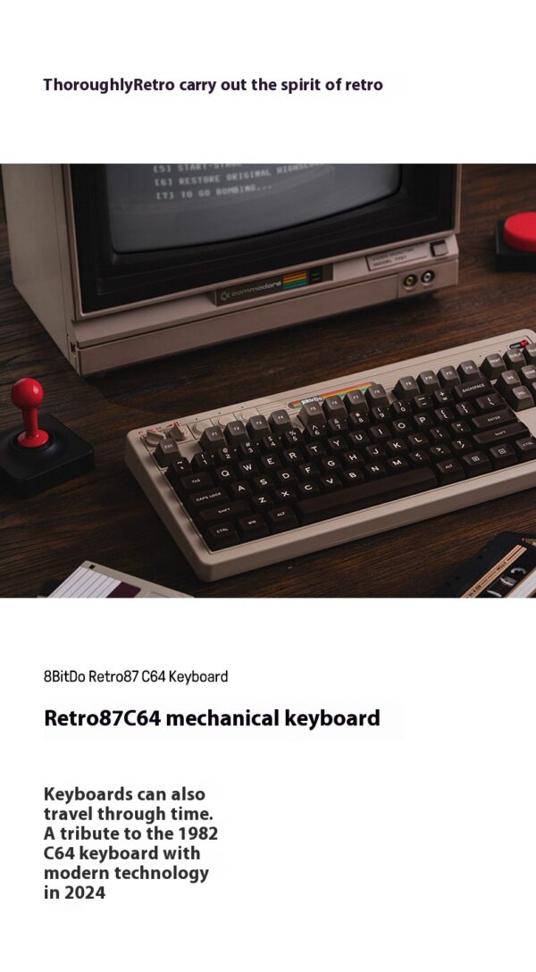 Retro Mechanical Gaming Keyboard Wireless Bluetooth With Rocker - Image 8