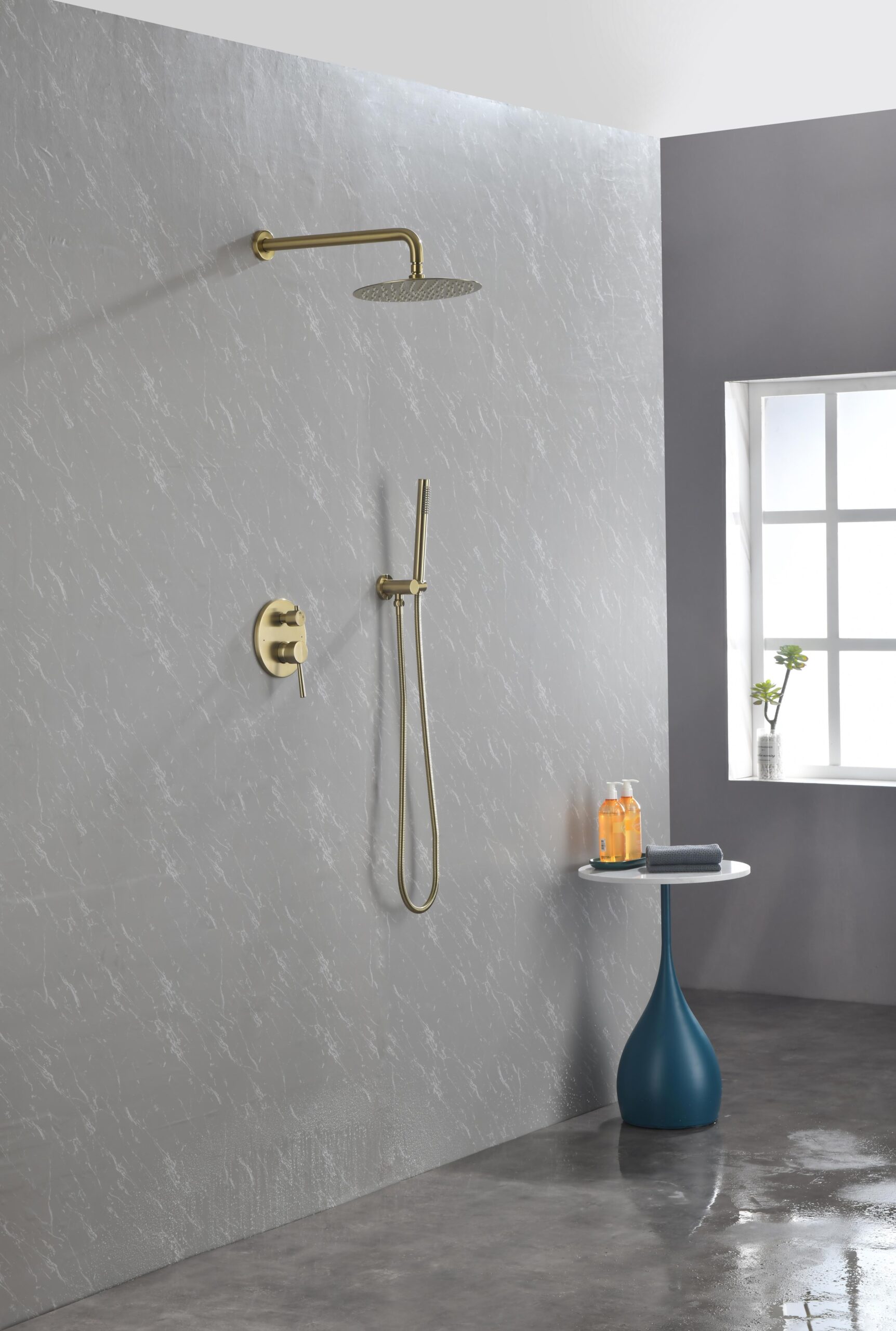 Shower System, Wall Mounted Shower Faucet Set For Bathroom With High Pressure 10 Stainless Steel Rain Shower Head Handheld Shower Set, 2 Way Pressure Balance Shower Valve Kit, Brushed Gold - Image 3
