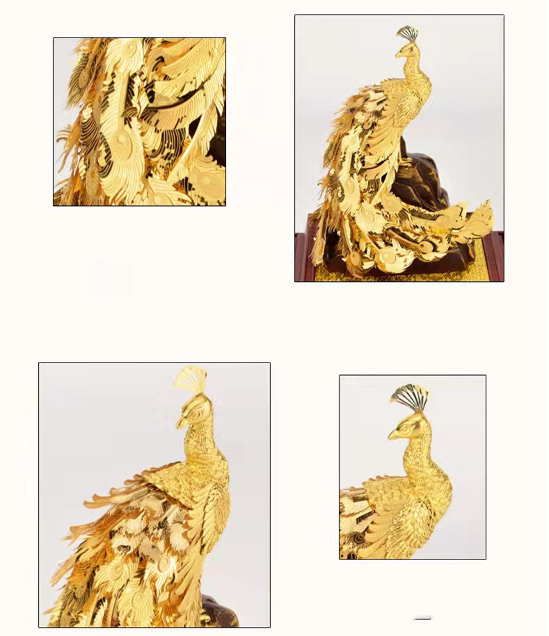 Gold Foil Peacock Resin Ornament Crafts - Image 5