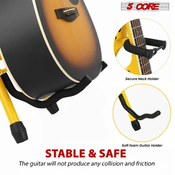 5Core Guitar Stool 3.15" Padded Chair W Backrest Foldable Music Seat Built In Foot Rest Guitar Stand - Image 2