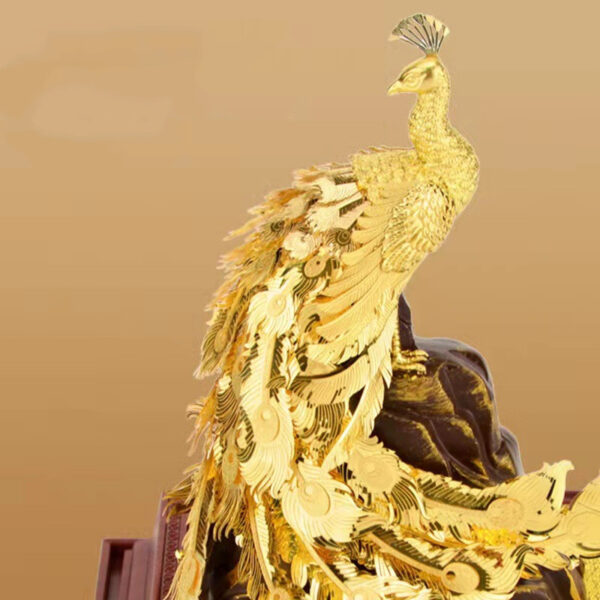 Gold Foil Peacock Resin Ornament Crafts - Image 3