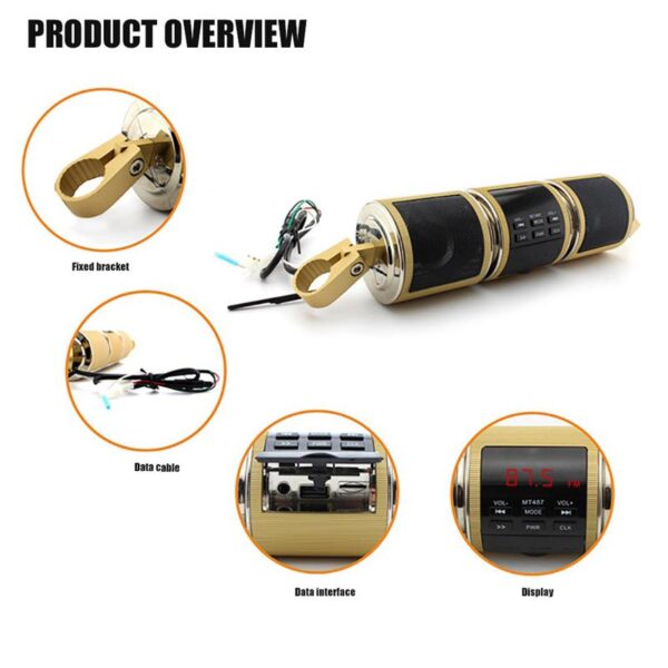 Motorcycle Bluetooth Music Player MP3 Motorcycle Stereo Speaker FM Radio Adjustable LED Screen - Image 8