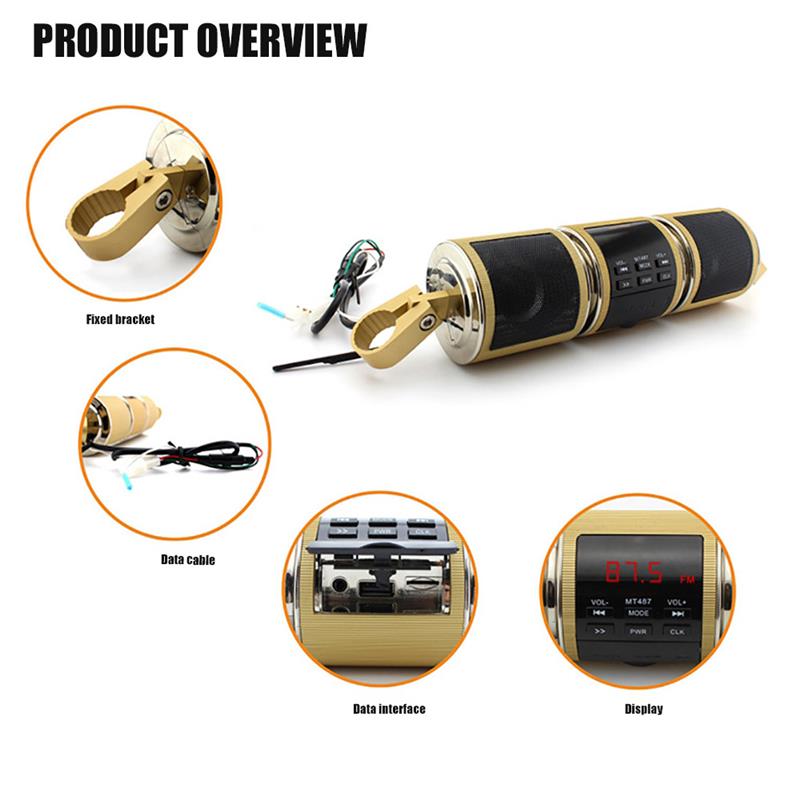Motorcycle Bluetooth Music Player MP3 Motorcycle Stereo Speaker FM Radio Adjustable LED Screen - Image 8