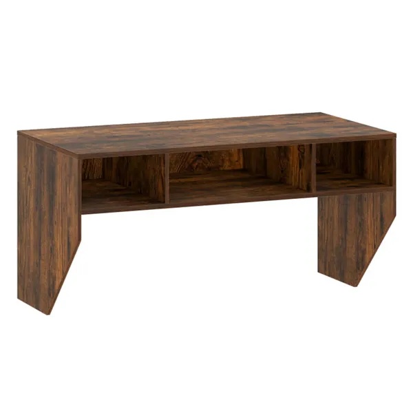 Rustic Brown Wall-Mounted Floating Computer Desk With 3-Cube Storage, Sturdy Wooden Workstation For Home Office - Image 5