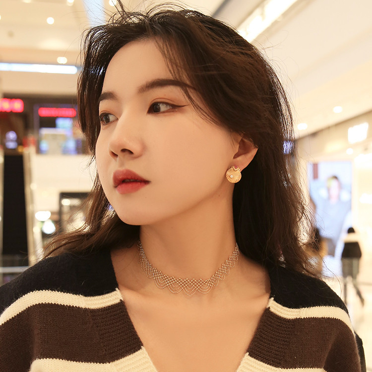 18K Gold Tassel Rainbow Lace Woven Style Wooden Ear Wide Necklace - Image 1
