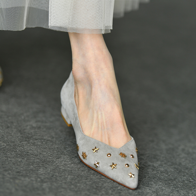 Frosted Low-cut Pointed-toe Shoes All-match Flat Low Heel Slip-on Pumps - Image 4
