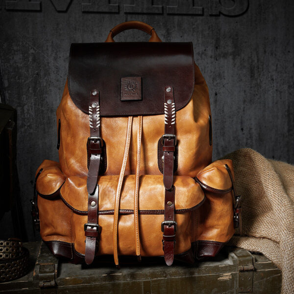 First Layer Leather Men's Large Capacity Travel Backpack - Image 13
