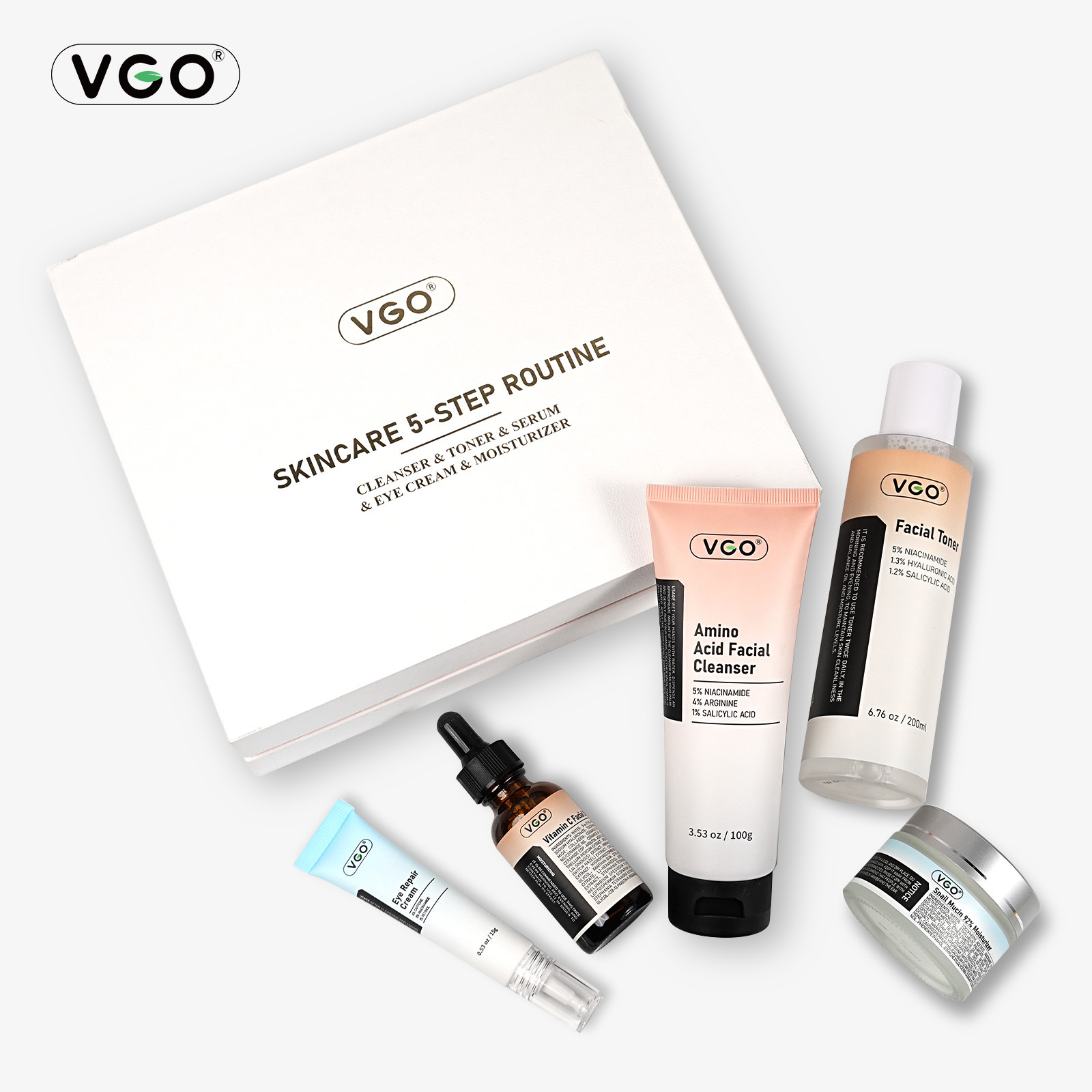 SKINCARE 5-STEP ROUTINE CLEANSER - TONER - SERUM -EYE CREAM - MOISTURIZER - Image 1