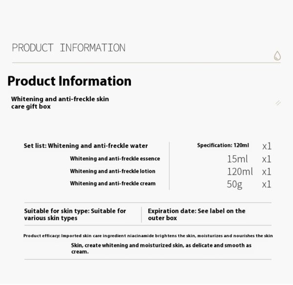 Whitening And Freckle Removing Skin Care Kit Hydrating Moisturizing And Brightening Skin Tone - Image 11