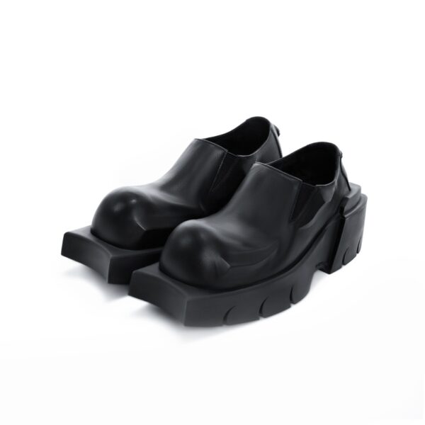 Round Head Derby Platform Shoes Devil Horn Cowhide Leather Low Top - Image 14