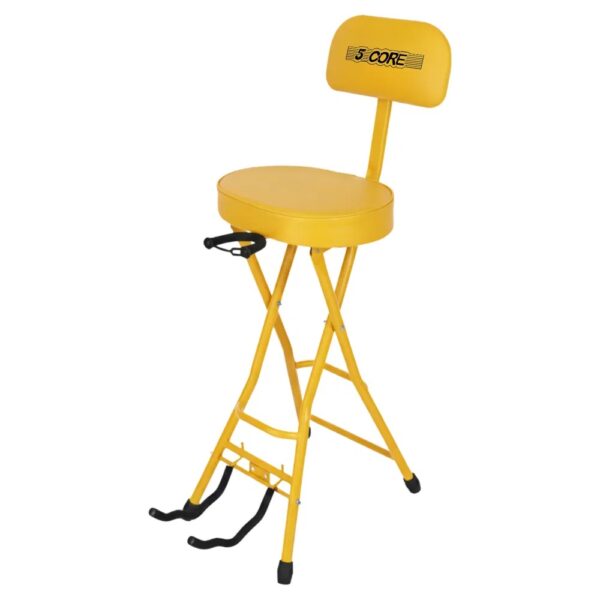5Core Guitar Stool 3.15" Padded Chair W Backrest Foldable Music Seat Built In Foot Rest Guitar Stand - Image 9