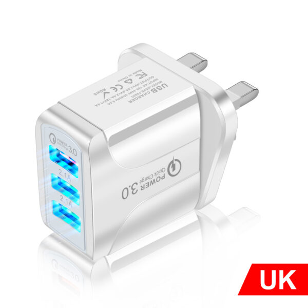 3usb mobile phone charger with blue LED - Image 3