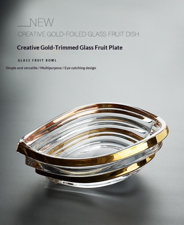 Light-luxury Gold-trimmed Wave-patterned Crystal Glass High-arched Fruit Platter - Image 3