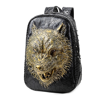 3D Wolf Head Student Backpack Korean Edition Bags Shoulder Bags for Men and Women - Image 8