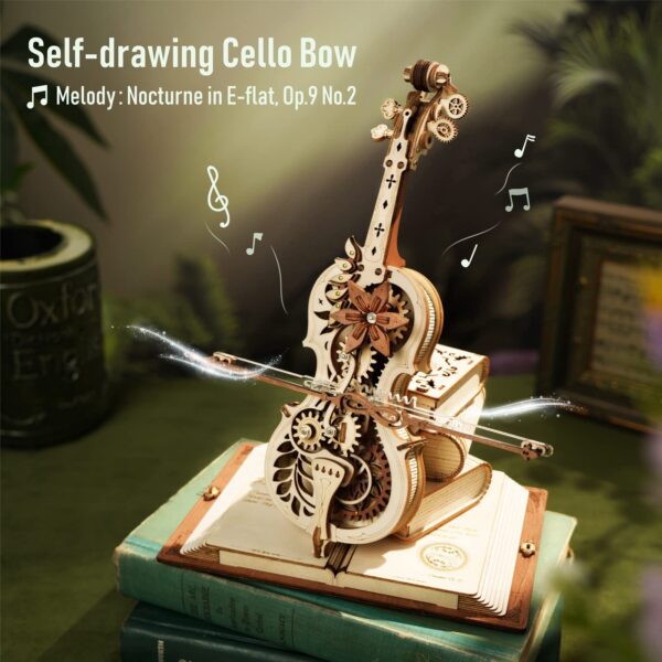 Robotime ROKR Magic Cello Mechanical Music Box Moveable Stem Funny Creative Toys For Child Girls 3D Wooden Puzzle AMK63 - Image 18