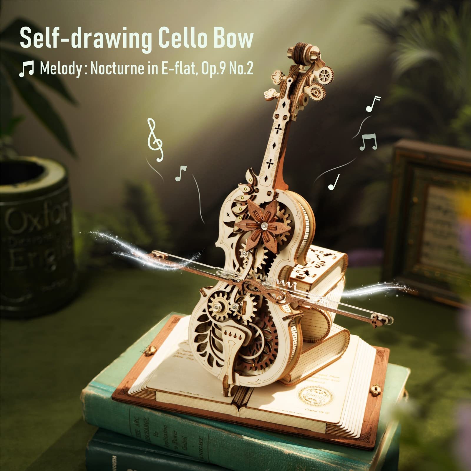 Robotime ROKR Magic Cello Mechanical Music Box Moveable Stem Funny Creative Toys For Child Girls 3D Wooden Puzzle AMK63 - Image 1