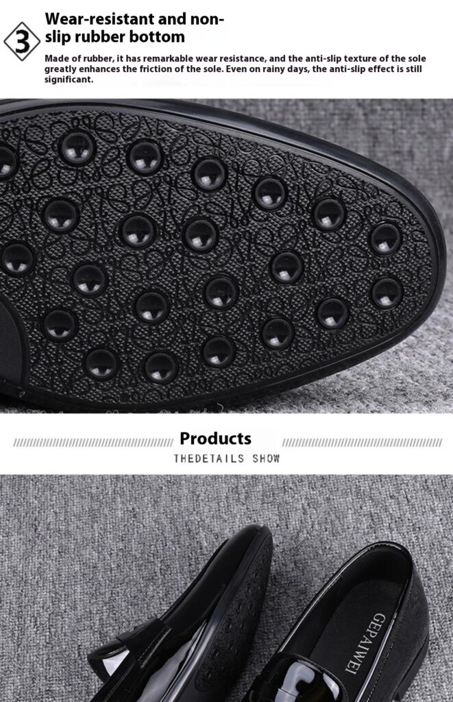 Glossy Slip-on Casual Breathable Business Formal Wear Leather Shoes