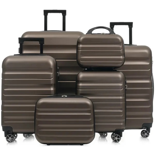 6-Piece ABS Hardshell Luggage Set - Lightweight & Durable Suitcases With Dual Spinner Wheels, Carry-On & Check-In Sizes For Travel & Business - Image 2