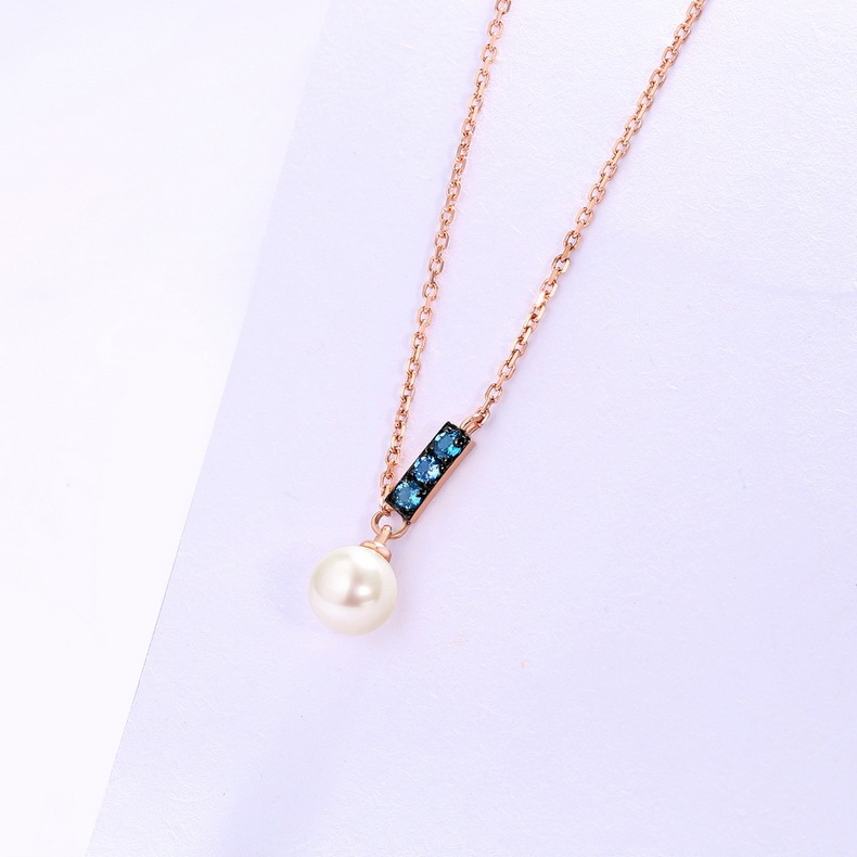 14K Rose Gold Jewelry New Korean Pearl Necklace Pendant all-match gold custom simple and elegant fashion wholesale - Image 2