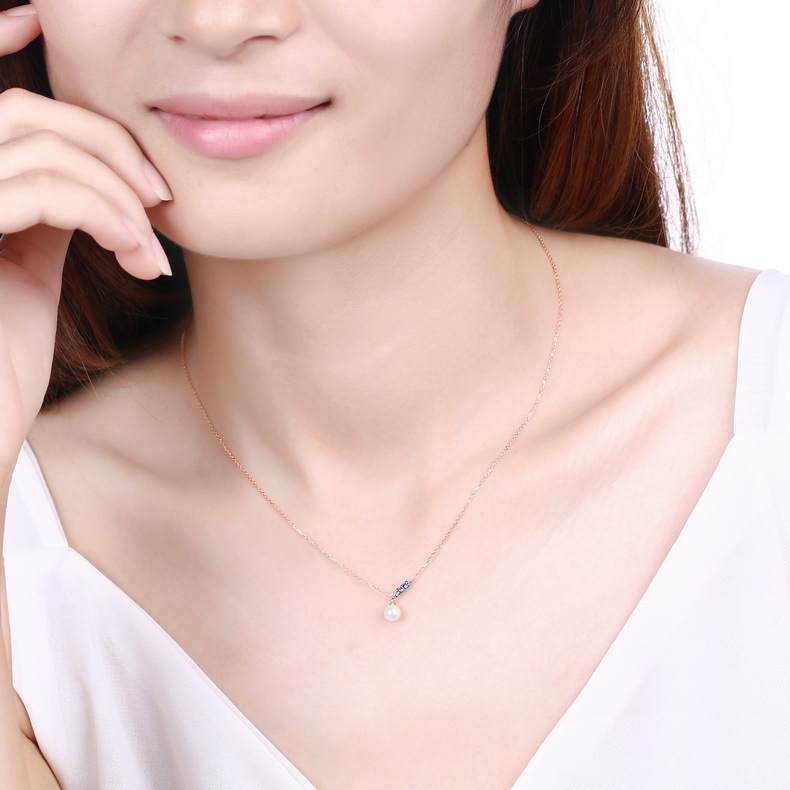 14K Rose Gold Jewelry New Korean Pearl Necklace Pendant all-match gold custom simple and elegant fashion wholesale - Image 1