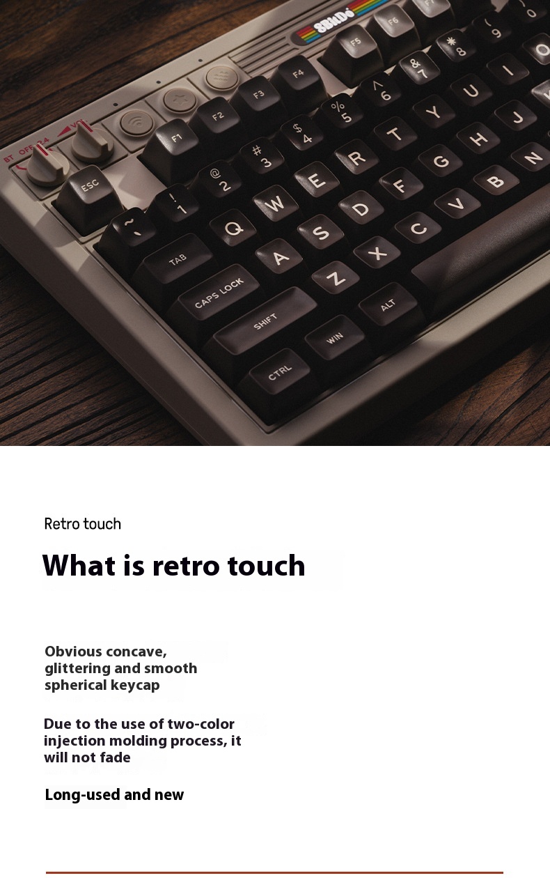 Retro Mechanical Gaming Keyboard Wireless Bluetooth With Rocker - Image 6