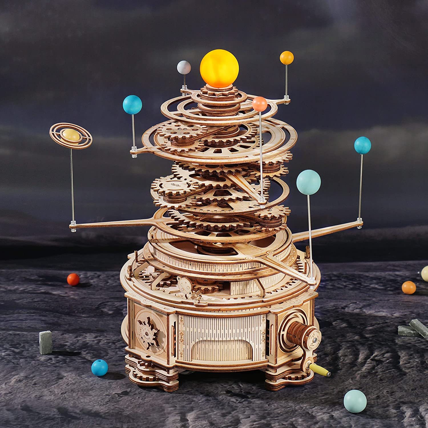 Robotime ROKR 316PCS Rotatable Mechanical Orrery 3D Wooden Puzzle Games Assemble Model Building Kits Toys Gift For Children Boys - Image 1