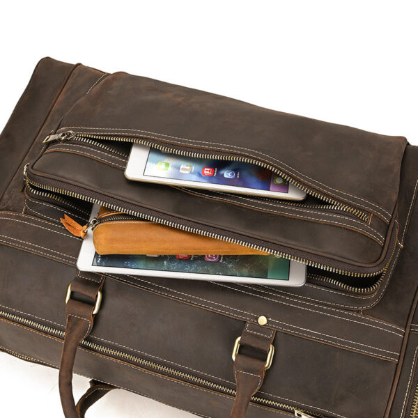 Large Capacity Retro Crazy Horse Leather Travel Bag - Image 7