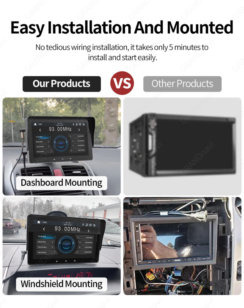7 Car Wireless CarPlay Display Cigarette Lighter Interface Suction Cup Universal
