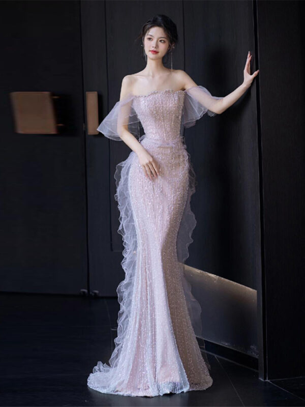 Evening Dress French Tube Top Bride Banquet Fishtail Dress - Image 6