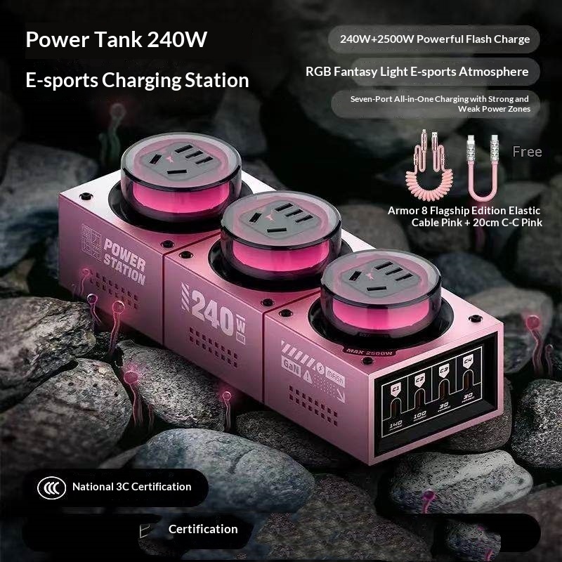 Charging Station Power Tank 240W GaN Desktop Power Strip - Image 1