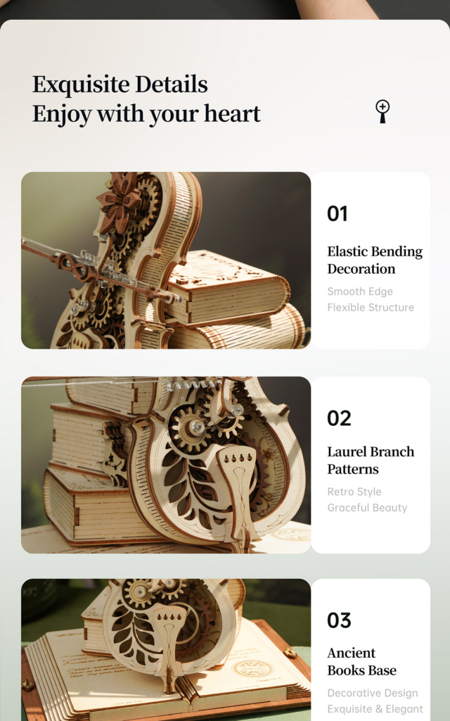 Robotime ROKR Magic Cello Mechanical Music Box Moveable Stem Funny Creative Toys For Child Girls 3D Wooden Puzzle AMK63