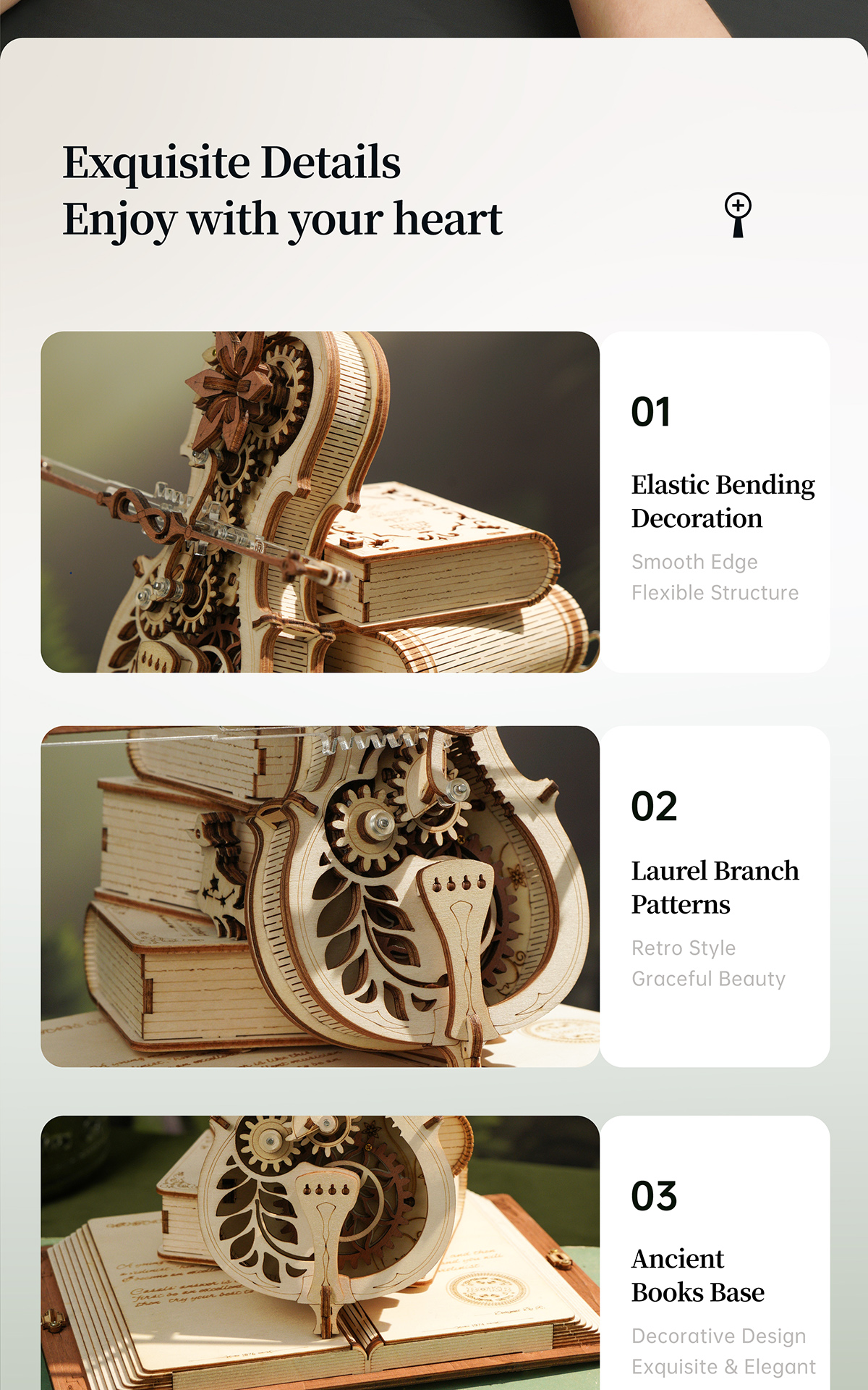Robotime ROKR Magic Cello Mechanical Music Box Moveable Stem Funny Creative Toys For Child Girls 3D Wooden Puzzle AMK63 - Image 9