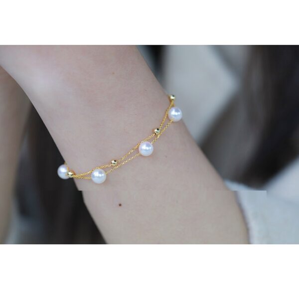 18k Gold Seawater Pearl Adjustable Double-layer Bracelet - Image 6