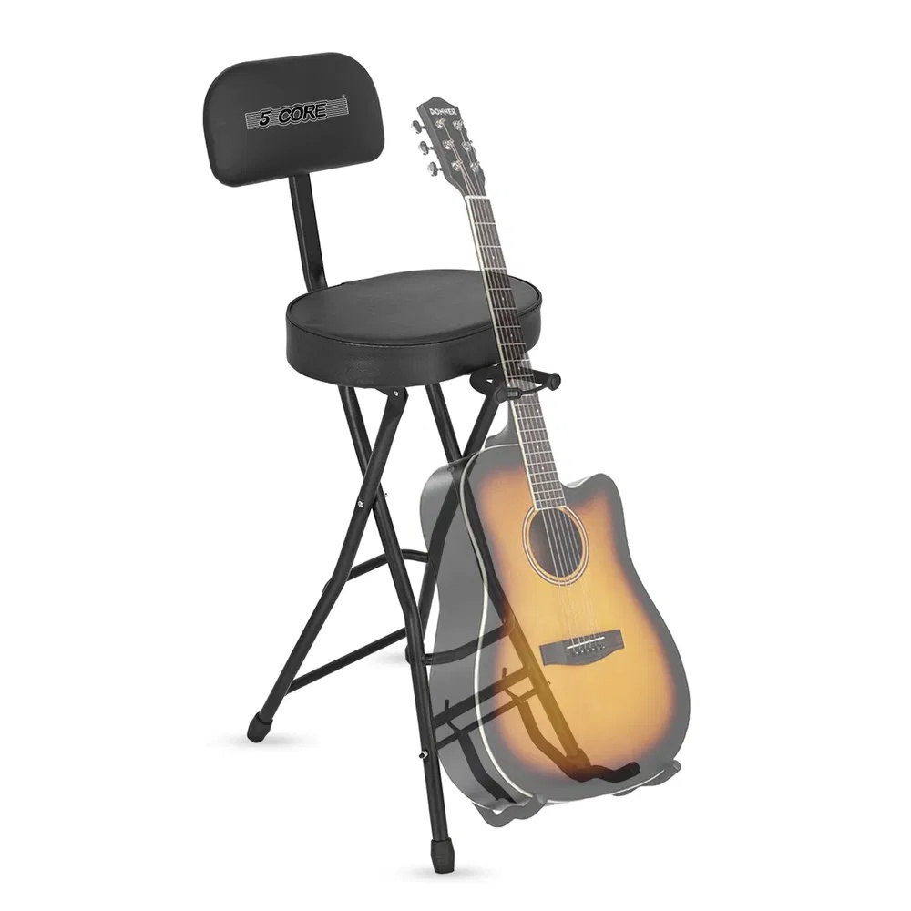 5Core Guitar Stool Adjustable Backrest Piano Chair 3.15" Padded Seat Music Stand - Image 7