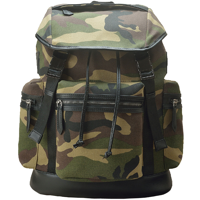 Fashion Camouflage Canvas And Leather Backpack - Image 6