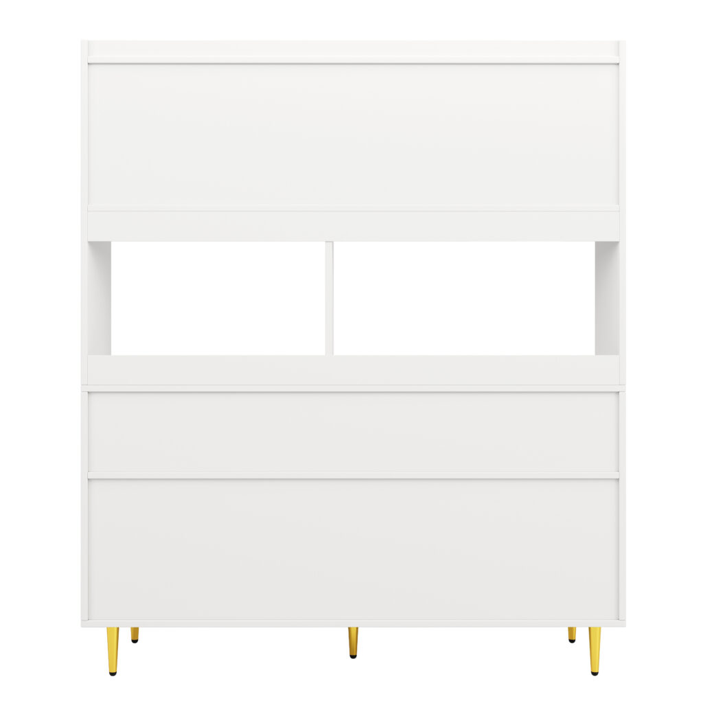 Multi-purpose Storage Cabinet145 X 39 X 171 Cm, Modern Design, With Changhong Glass Door, Wine Glass Holder, Multi-layered Storage Space, White With Gold Decoration, Suitable For Home And Restaurant