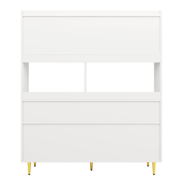 Multi-purpose Storage Cabinet145 X 39 X 171 Cm, Modern Design, With Changhong Glass Door, Wine Glass Holder, Multi-layered Storage Space, White With Gold Decoration, Suitable For Home And Restaurant - Image 16