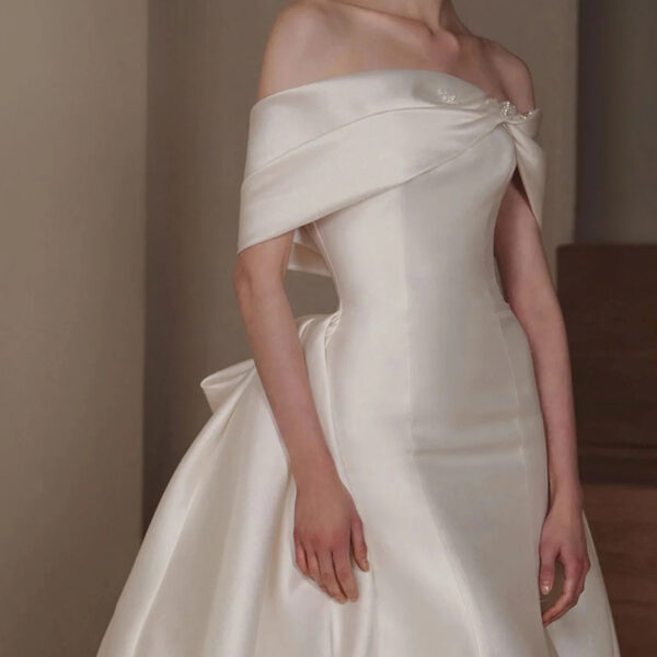 Women's Fashion Satin Fishtail Main Wedding Dress - Image 5