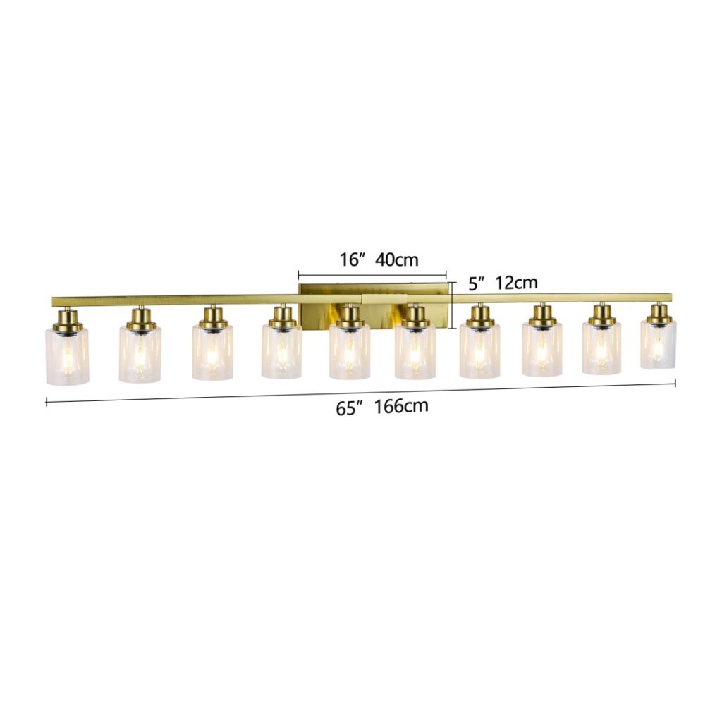 10 Light Gold Vanity Lights For Mirror, 52inch Modern Gold Bathroom Wall Lighting For Bedroom, Living Room
